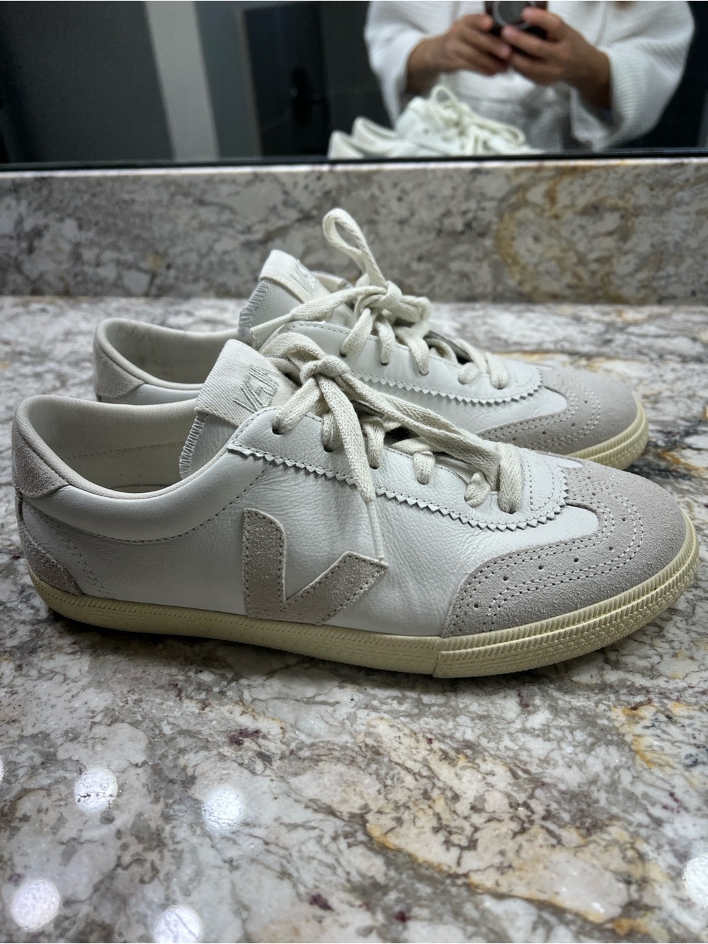 Veja White Canvas Low-Top Sneakers